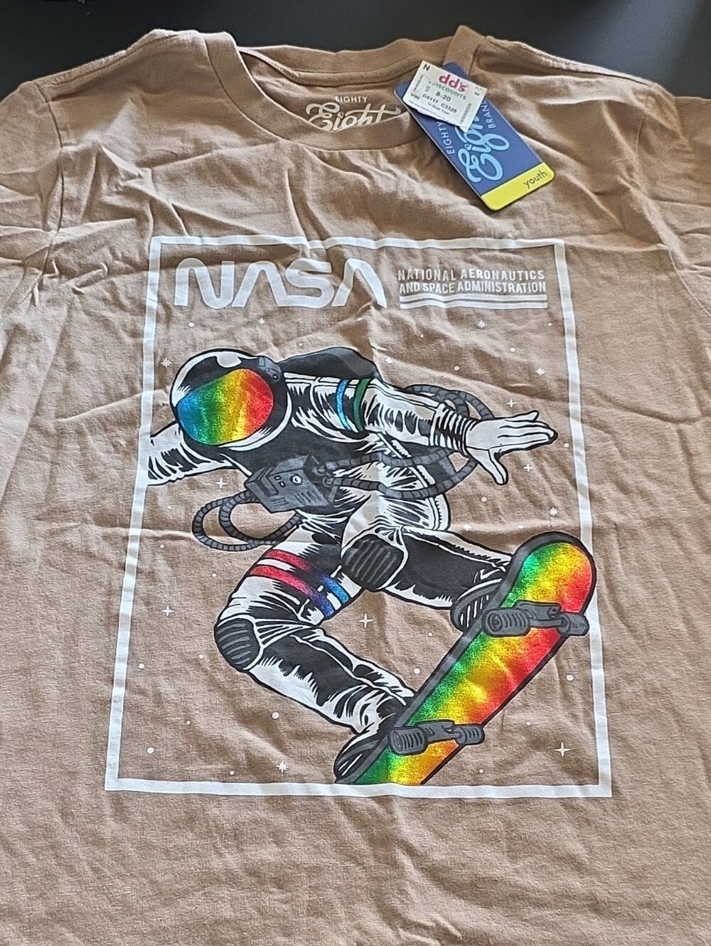 Eighty Eight Tan NASA Astronaut Skateboard Graphic Tee